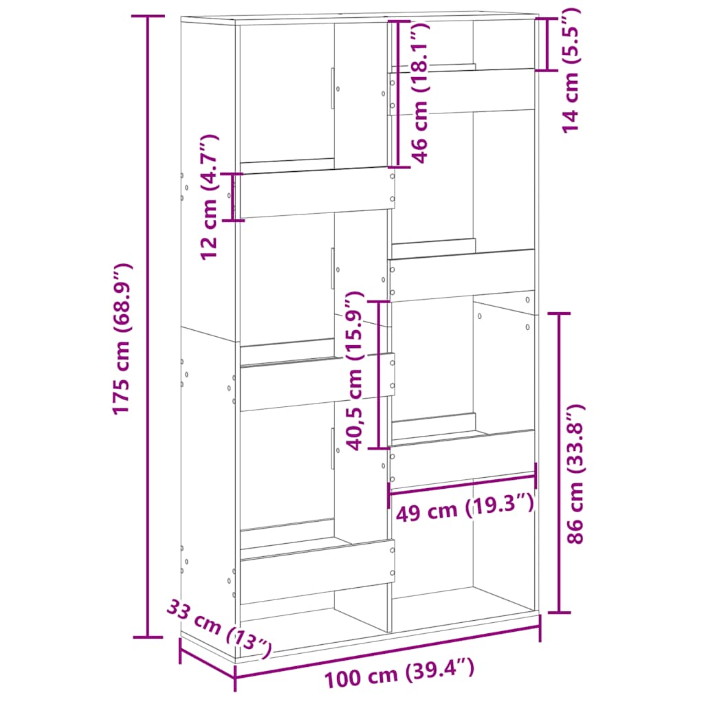 Regal za knjige boja hrasta 100x33x175 cm konstruirano drvo