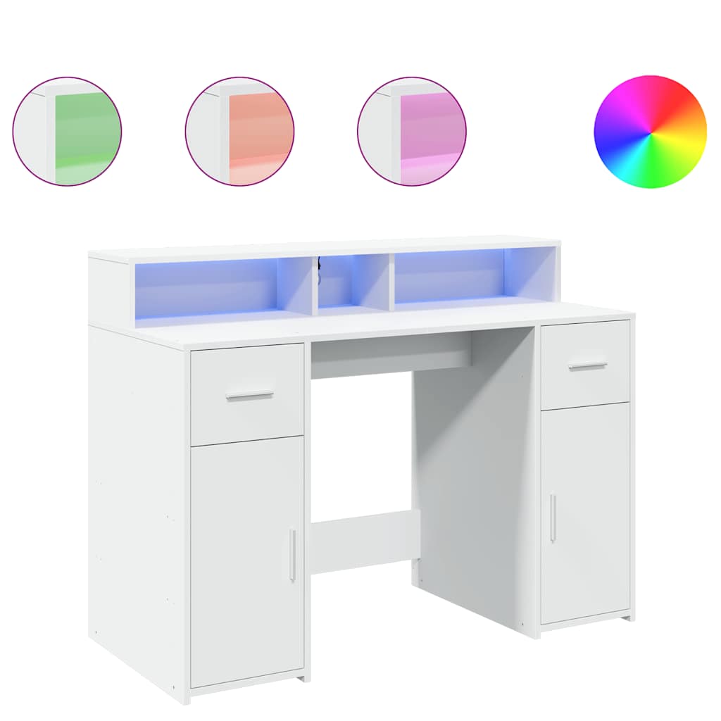 Radni stol LED bijeli 120 x 55 x 91 cm od konstruiranog drva