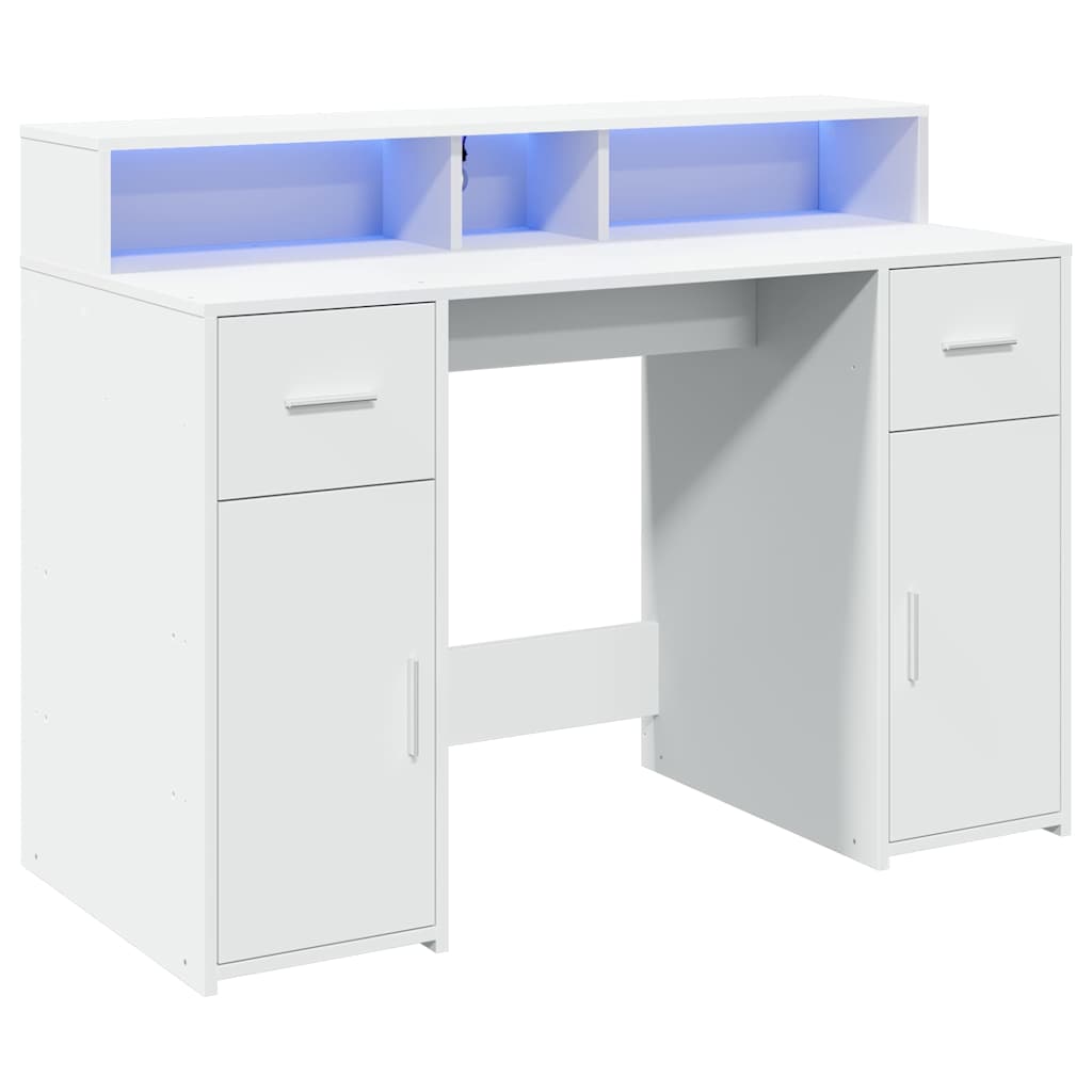 Radni stol LED bijeli 120 x 55 x 91 cm od konstruiranog drva
