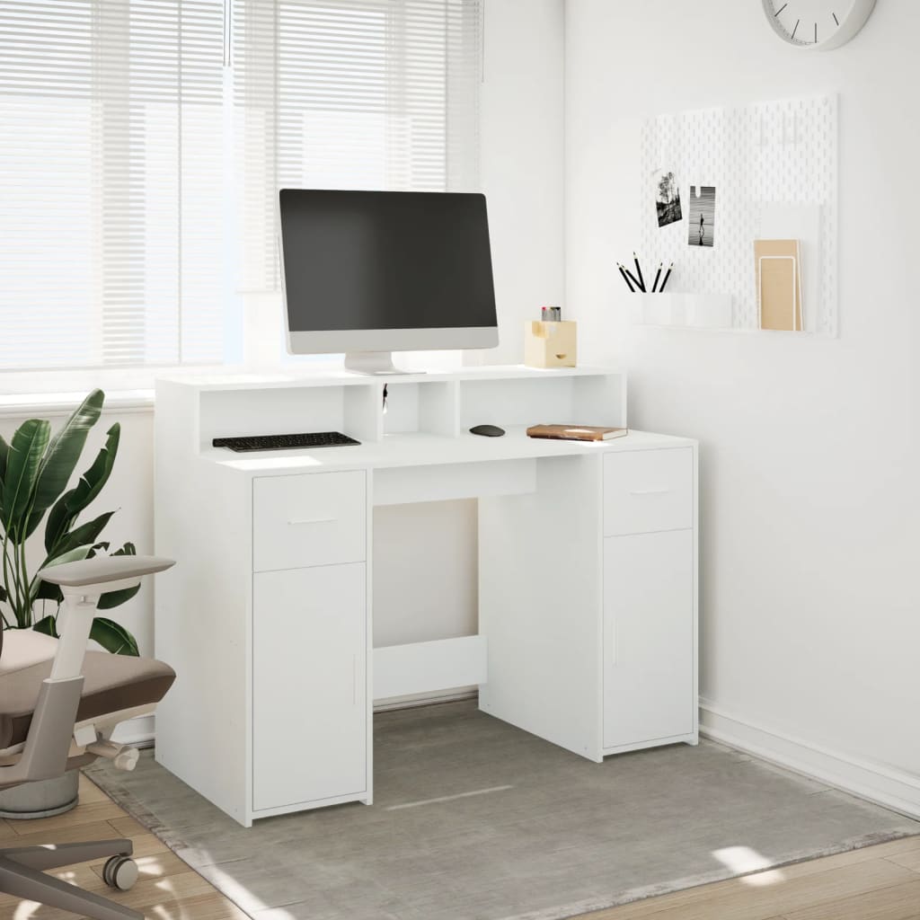 Radni stol LED bijeli 120 x 55 x 91 cm od konstruiranog drva
