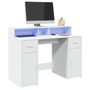Radni stol LED bijeli 120 x 55 x 91 cm od konstruiranog drva