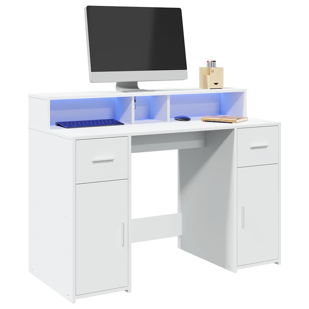 Radni stol LED bijeli 120 x 55 x 91 cm od konstruiranog drva