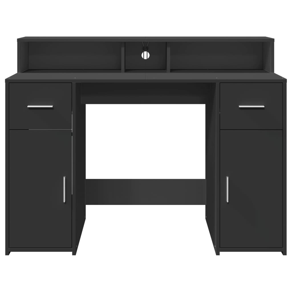 Radni stol s LED svjetlima crni 120x55x91 cm konstruirano drvo