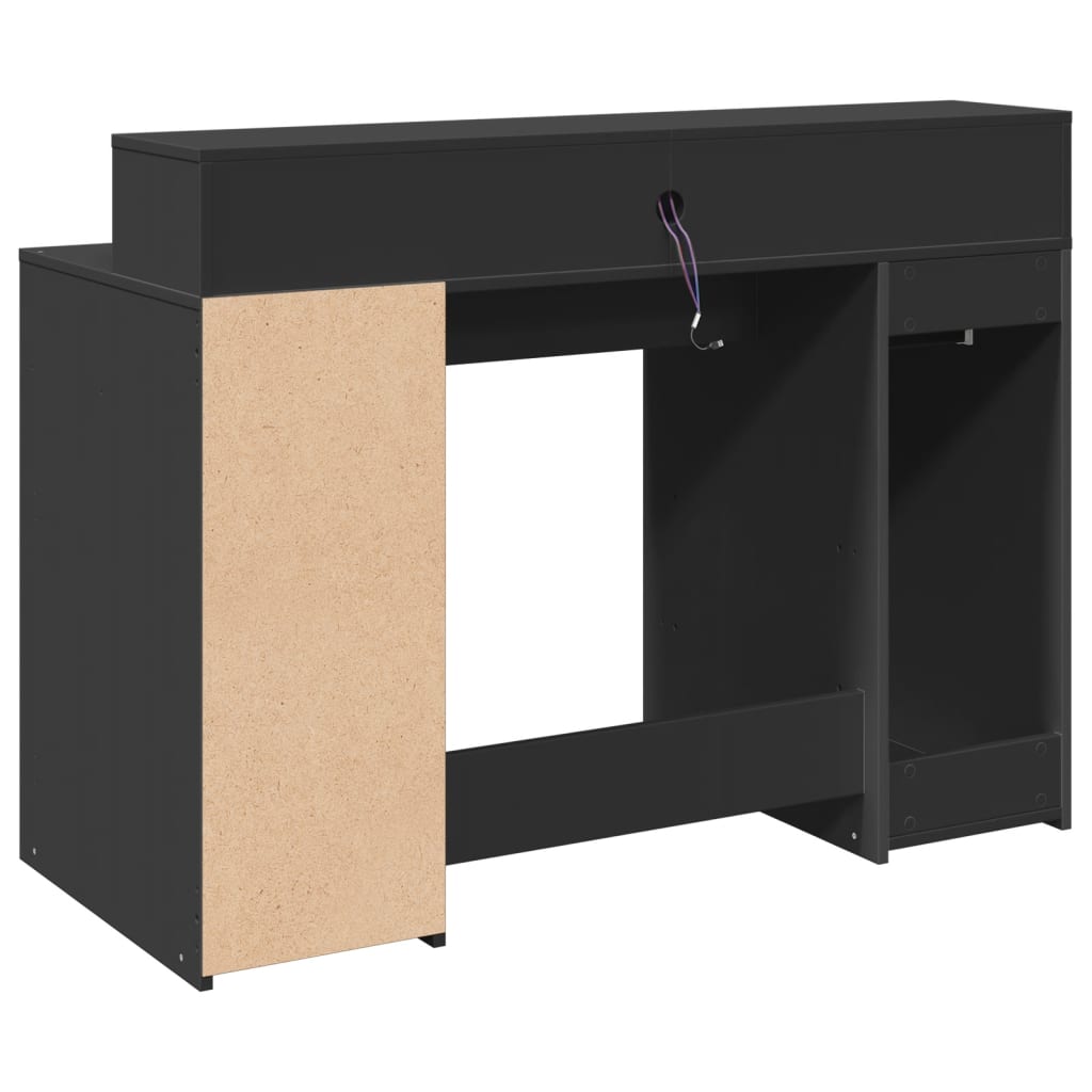 Radni stol s LED svjetlima crni 120x55x91 cm konstruirano drvo