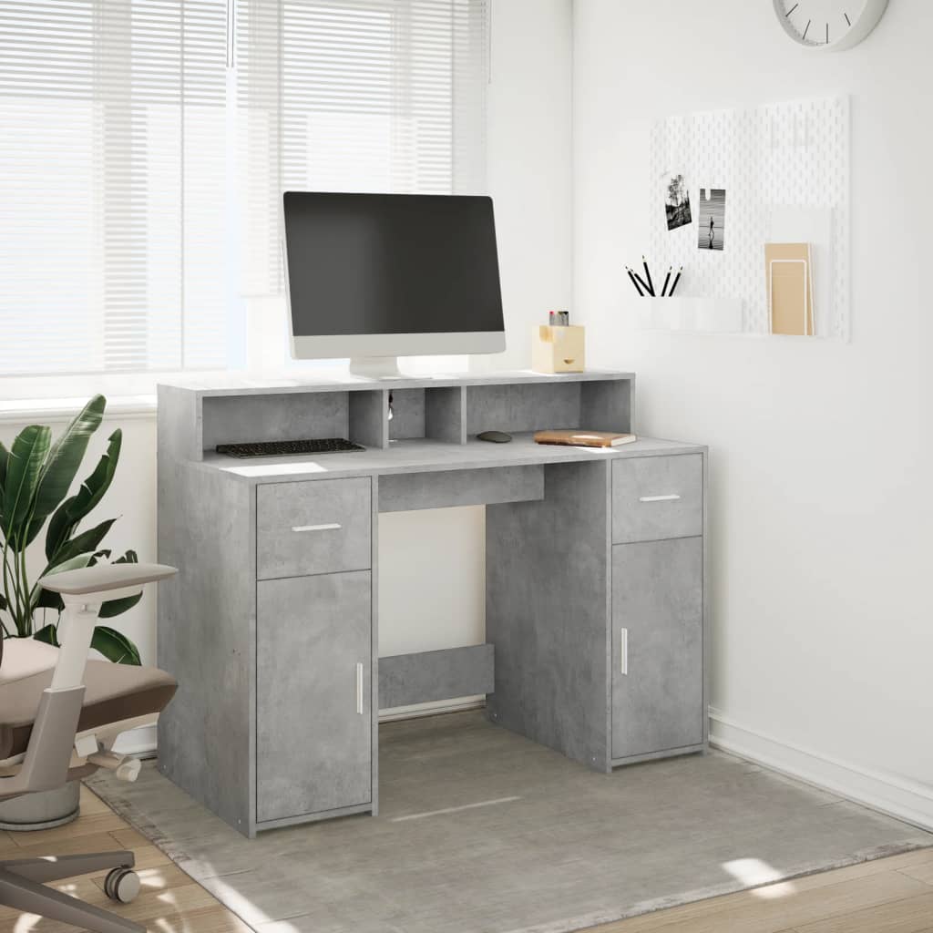 Radni stol s LED svjetlima sivi 120x55x91 cm konstruirano drvo
