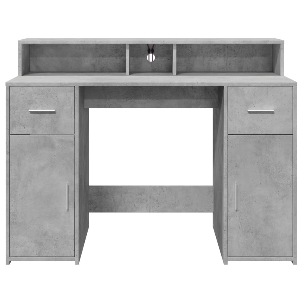 Radni stol s LED svjetlima sivi 120x55x91 cm konstruirano drvo