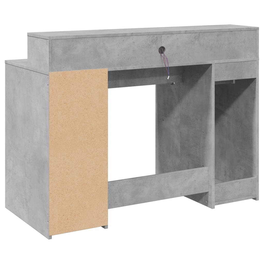 Radni stol s LED svjetlima sivi 120x55x91 cm konstruirano drvo