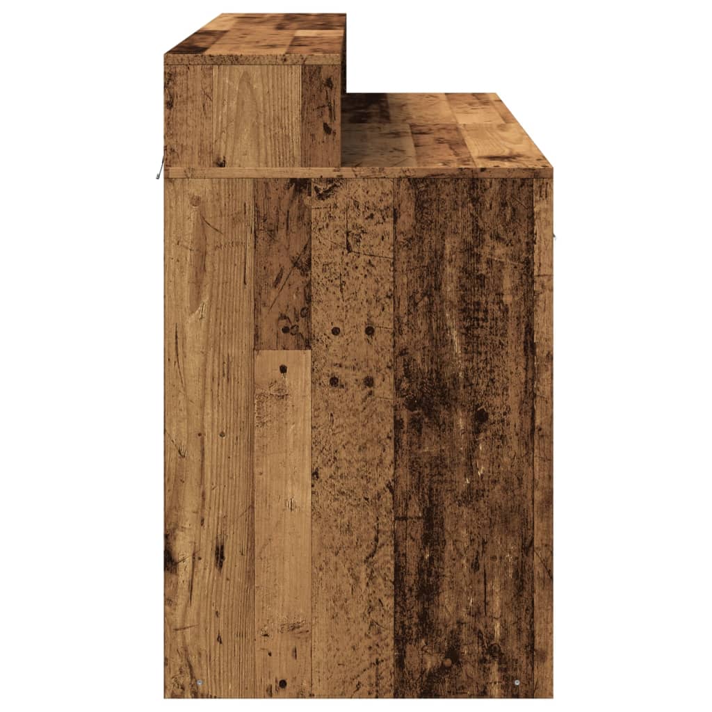 Radni stol s LED svjetlima boja starog drva 120x55x91 cm drveni