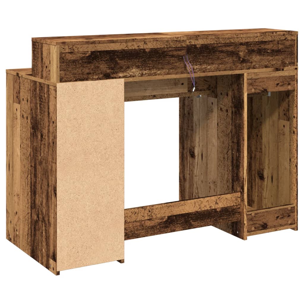 Radni stol s LED svjetlima boja starog drva 120x55x91 cm drveni
