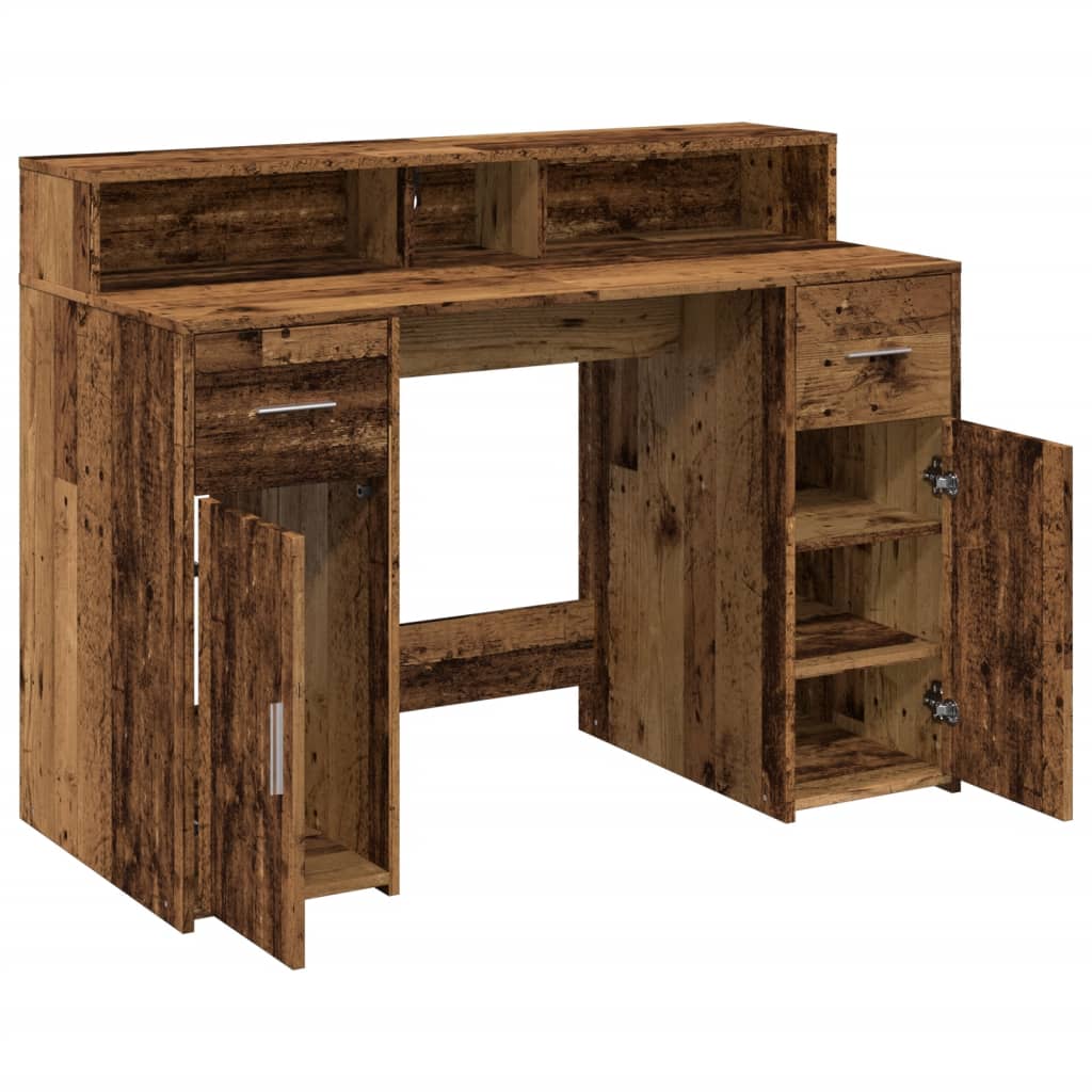 Radni stol s LED svjetlima boja starog drva 120x55x91 cm drveni