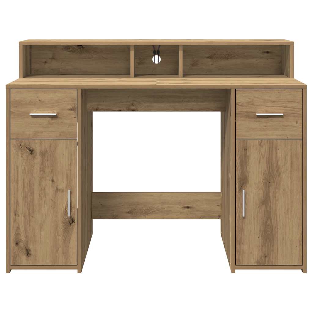 Radni stol s LED svjetlima 120x55x91 cm konstruirano drvo