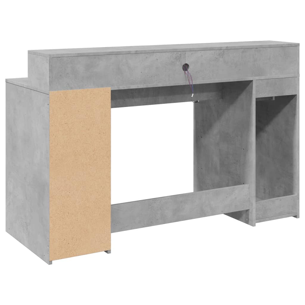 Radni stol s LED svjetlima sivi 140x55x91 cm konstruirano drvo
