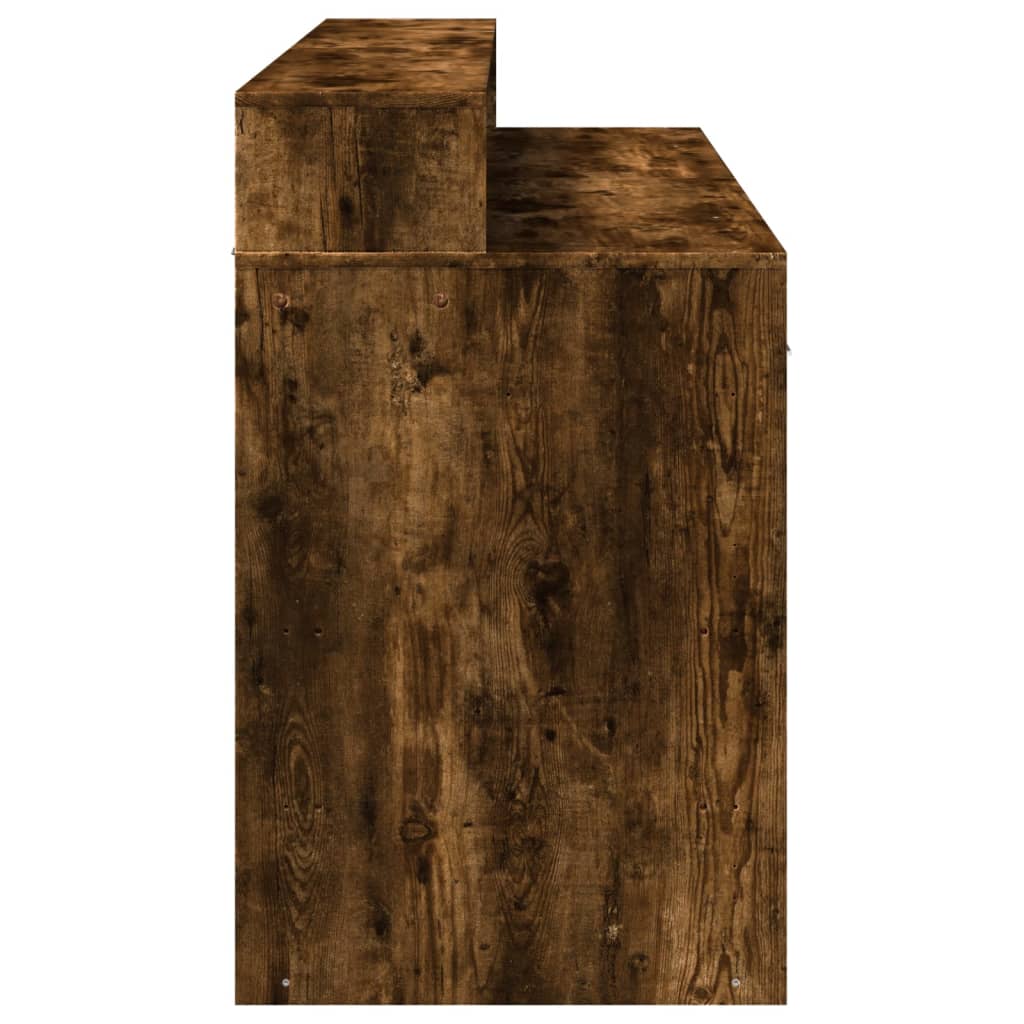 Radni stol s LED svjetlima boja hrasta 140x55x91 cm drveni