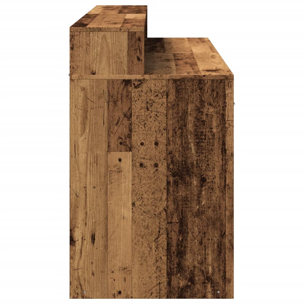 Radni stol s LED svjetlima boja staro drvo 140x55x91 cm drveni