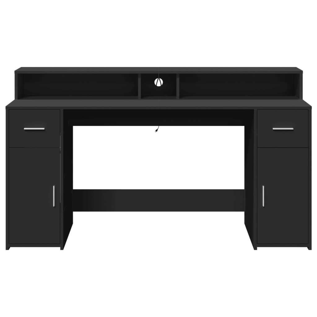 Radni stol s LED svjetlima crni 160x55x91 cm konstruirano drvo