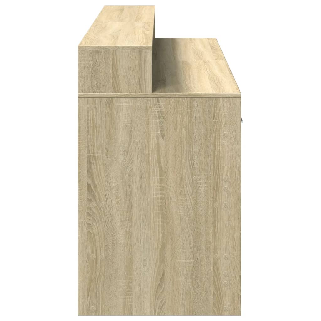 Radni stol s LED svjetlima hrast 160x55x91 cm konstruirano drvo