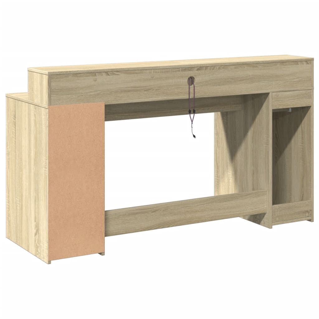 Radni stol s LED svjetlima hrast 160x55x91 cm konstruirano drvo