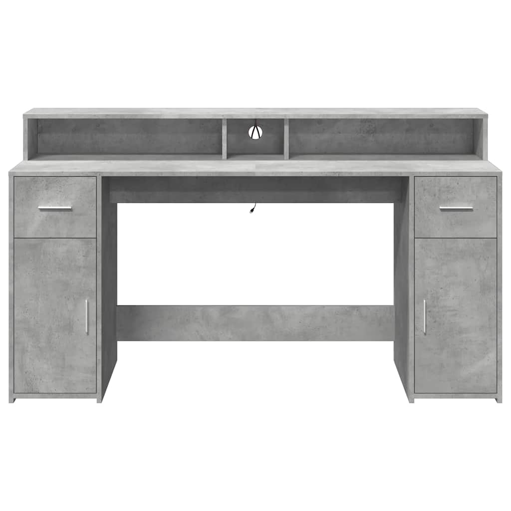Radni stol s LED svjetlima sivi 160x55x91 cm konstruirano drvo