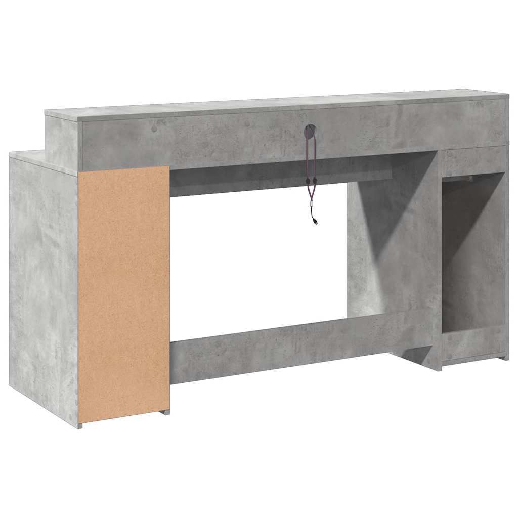 Radni stol s LED svjetlima sivi 160x55x91 cm konstruirano drvo