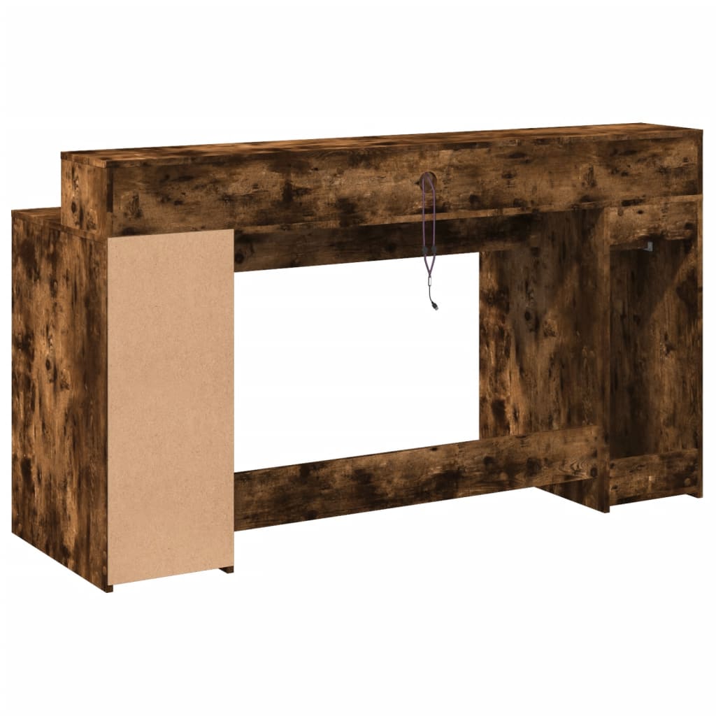 Radni stol s LED svjetlima boja hrasta 160x55x91 cm drveni