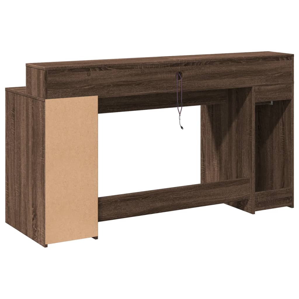Radni stol s LED svjetlima smeđa boja hrasta 160x55x91cm drveni