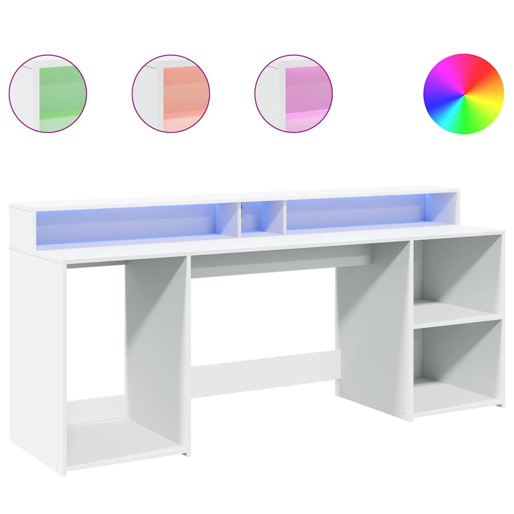 Radni stol LED bijeli 200 x 55 x 91 cm od konstruiranog drva
