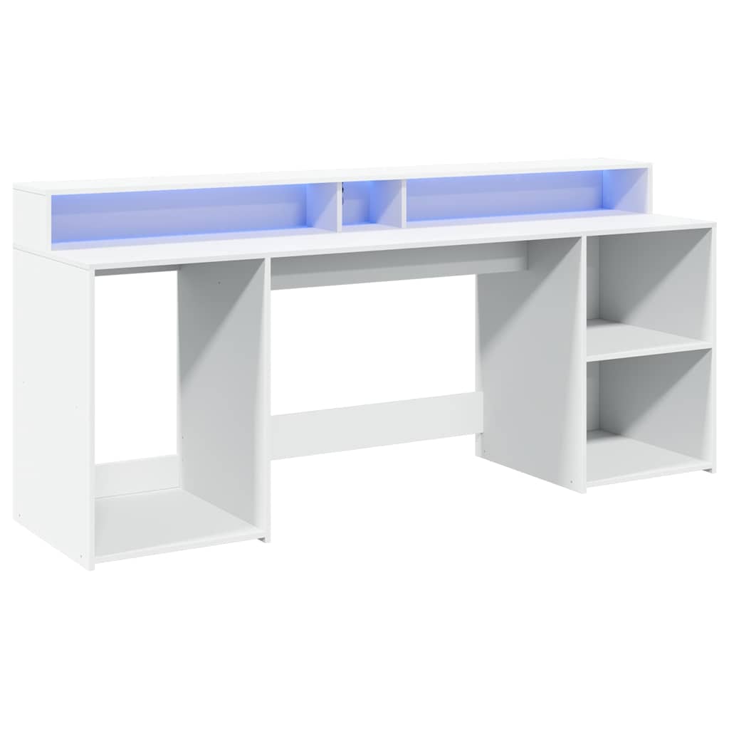 Radni stol LED bijeli 200 x 55 x 91 cm od konstruiranog drva