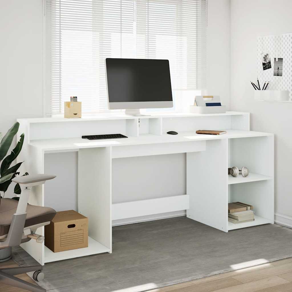 Radni stol LED bijeli 200 x 55 x 91 cm od konstruiranog drva