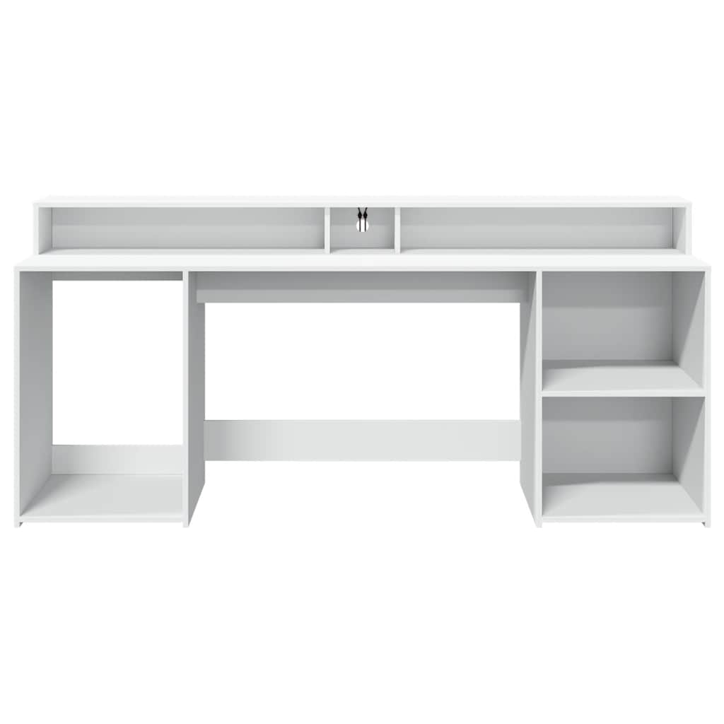 Radni stol LED bijeli 200 x 55 x 91 cm od konstruiranog drva