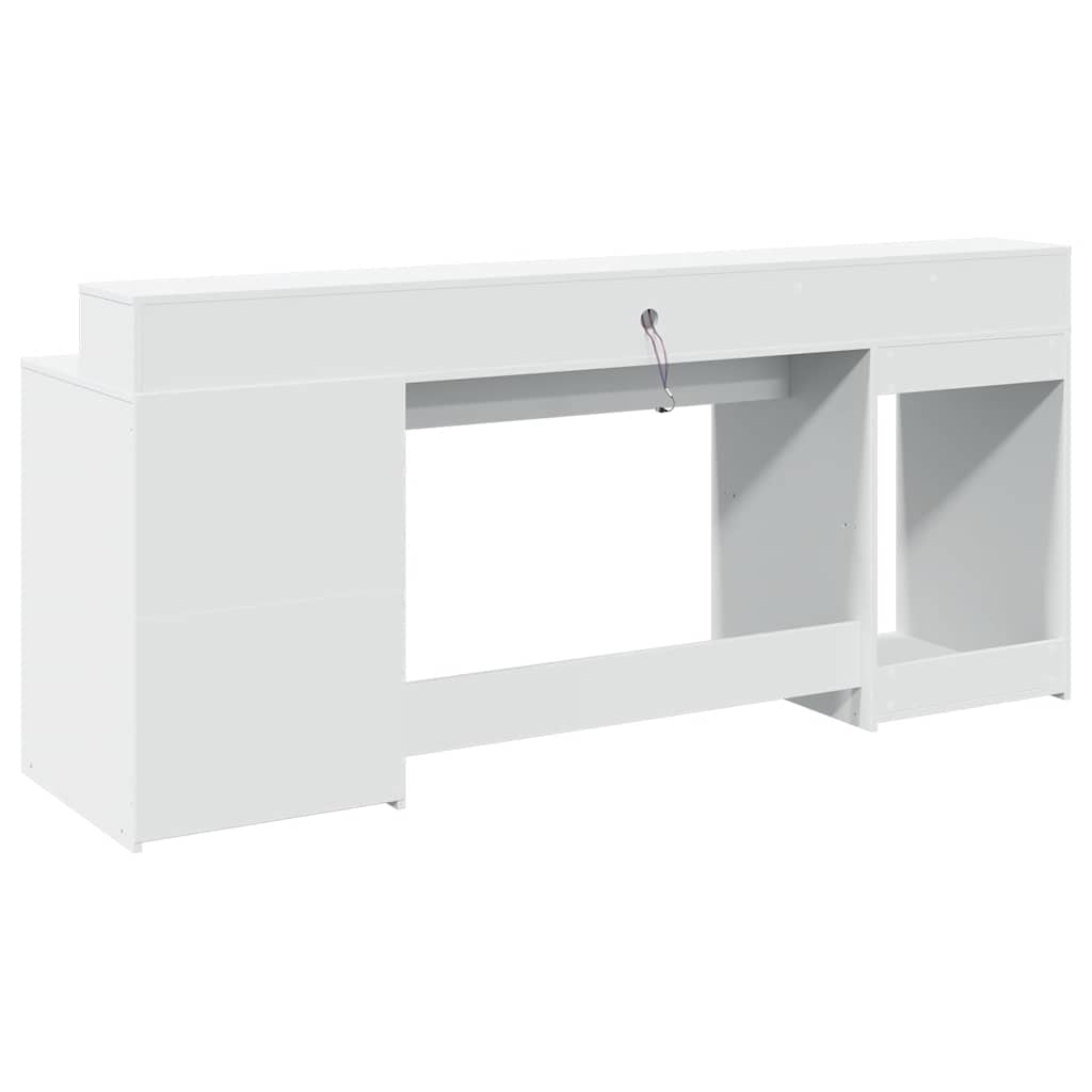 Radni stol LED bijeli 200 x 55 x 91 cm od konstruiranog drva