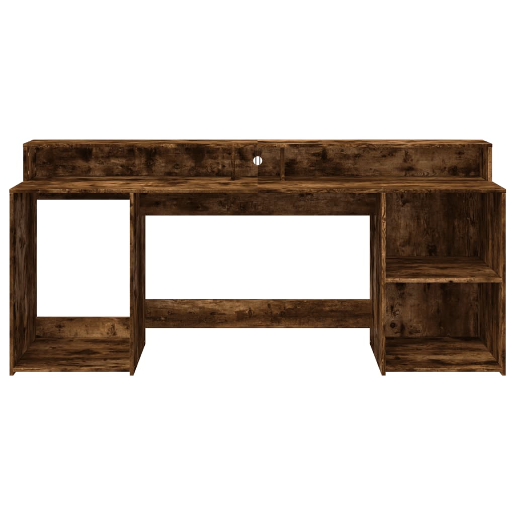Radni stol s LED svjetlima boja hrasta 200x55x91 cm drveni