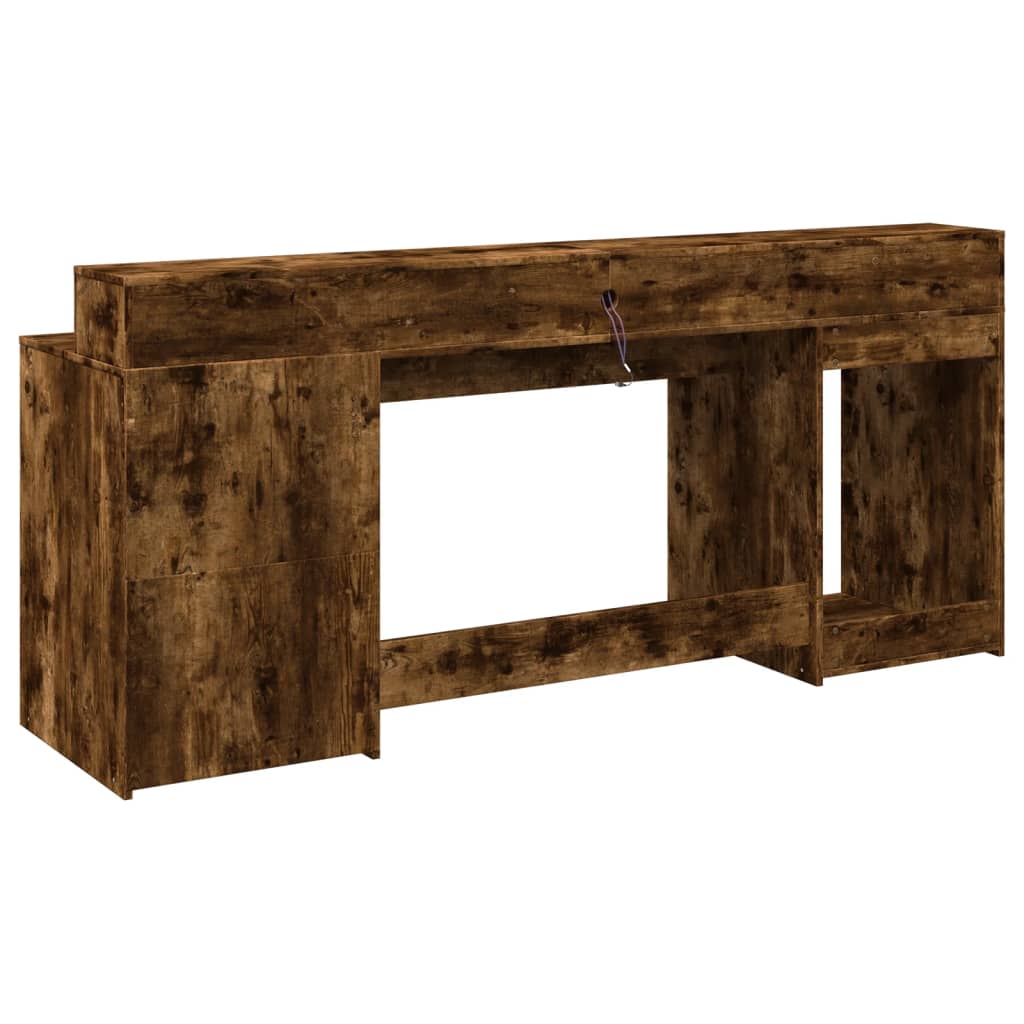 Radni stol s LED svjetlima boja hrasta 200x55x91 cm drveni