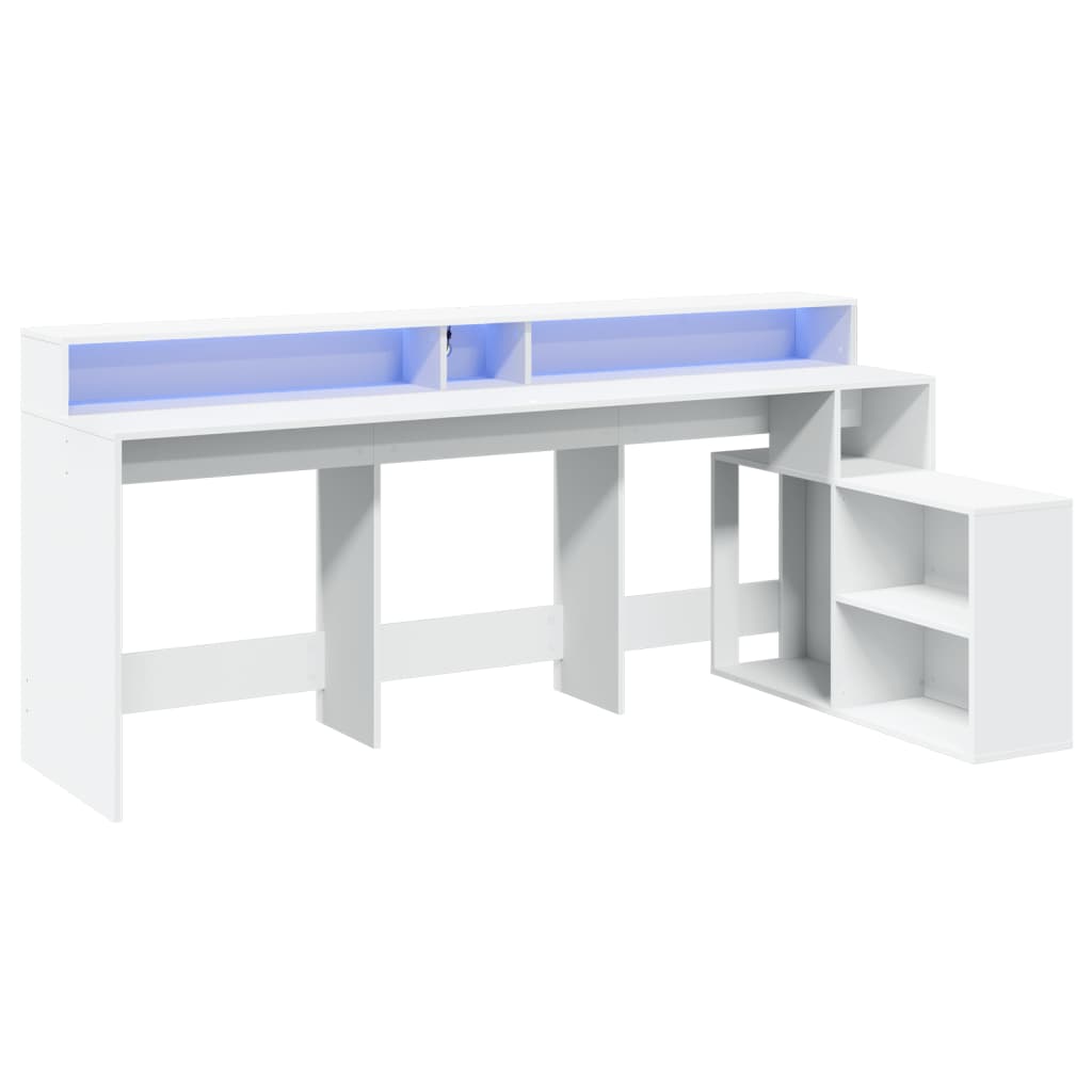 Radni stol LED bijeli 200 x 104 x 91 cm od konstruiranog drva
