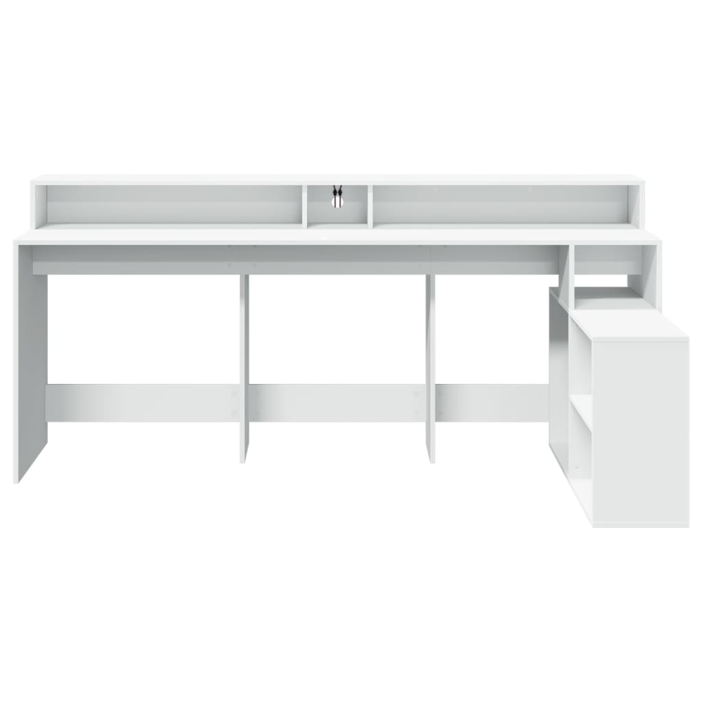 Radni stol LED bijeli 200 x 104 x 91 cm od konstruiranog drva