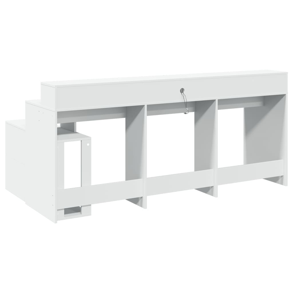 Radni stol LED bijeli 200 x 104 x 91 cm od konstruiranog drva