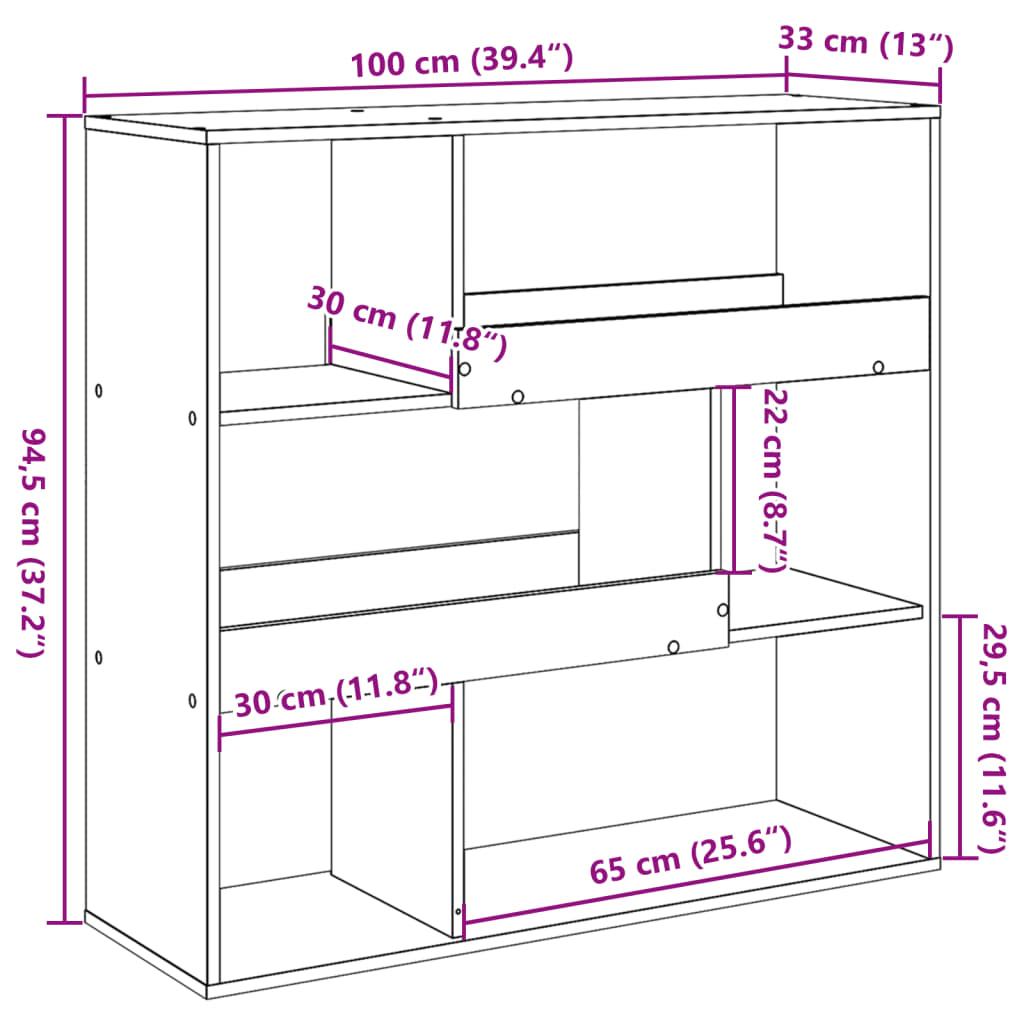 Sobna pregrada boja hrasta 100 x 33 x 94,5 cm konstruirano drvo