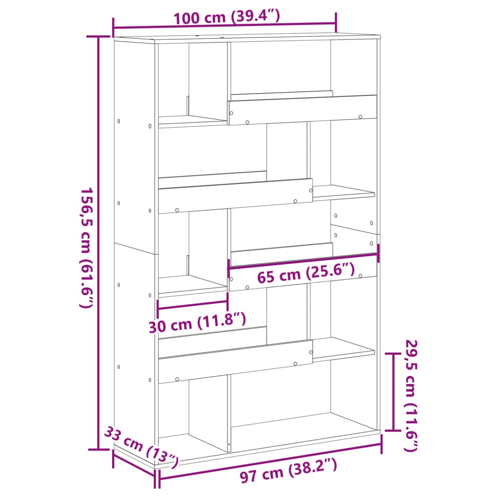 Sobna pregrada boja betona 100x33x156,5 cm konstruirano drvo