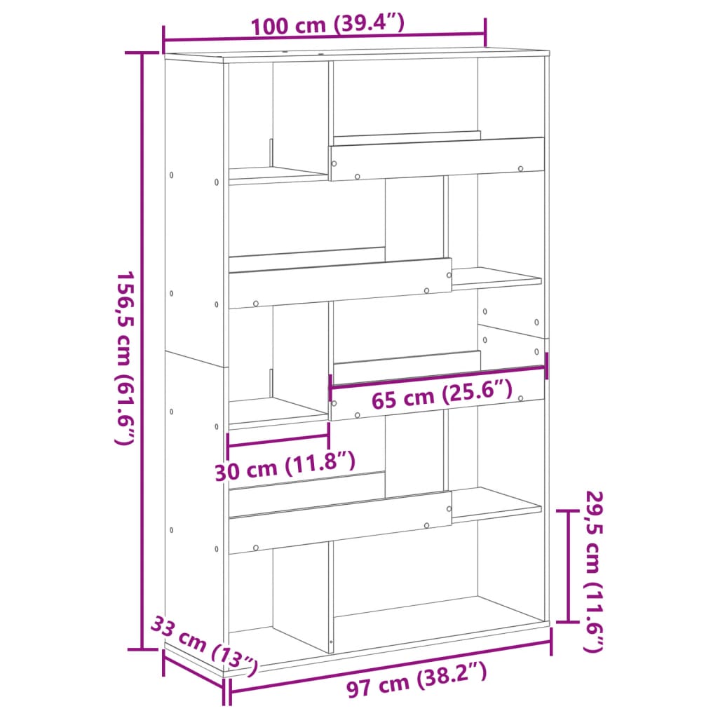 Sobna pregrada boja hrasta 100x33x156,5 cm konstruirano drvo