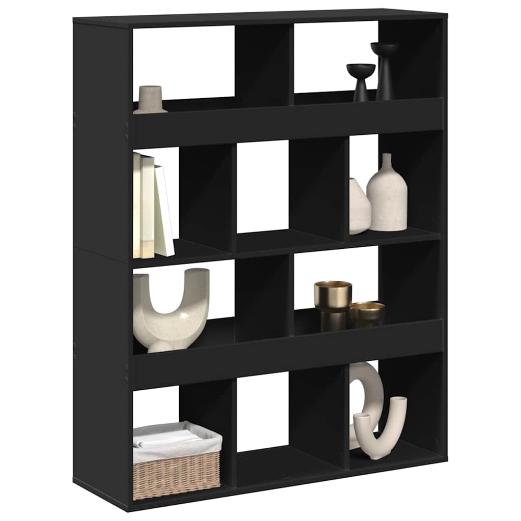 Sobna pregrada crna 100 x 33 x 125,5 cm konstruirano drvo