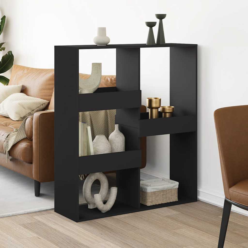 Sobna pregrada crna 100x33x115 cm konstruirano drvo