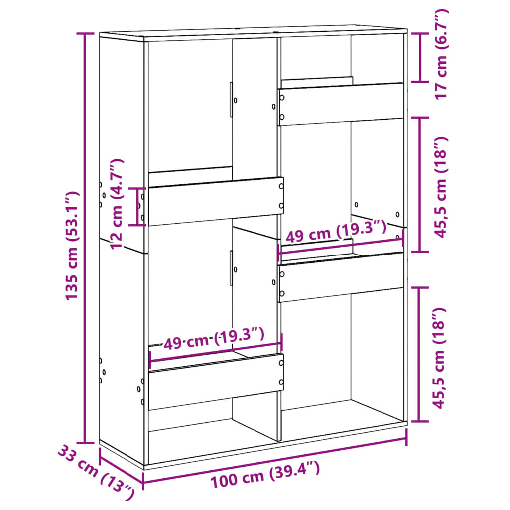 Sobna pregrada bijela 100 x 33 x 135 cm konstruirano drvo