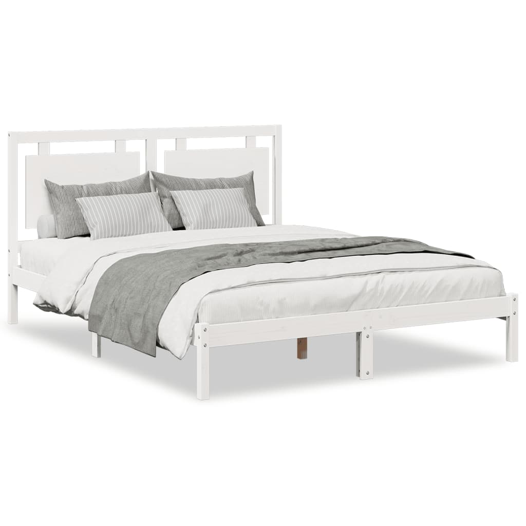 Dugi okvir kreveta bez madraca bijeli 160 x 210 cm masivno drvo