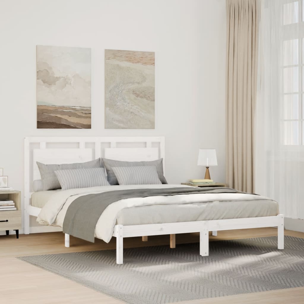 Dugi okvir kreveta bez madraca bijeli 160 x 210 cm masivno drvo