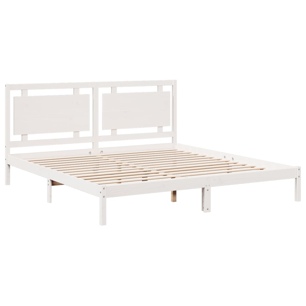 Dugi okvir kreveta bez madraca bijeli 200 x 210 cm masivno drvo
