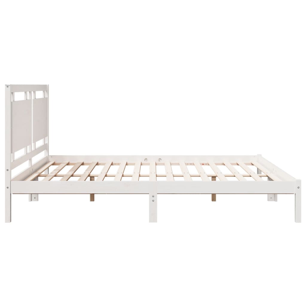 Dugi okvir kreveta bez madraca bijeli 200 x 210 cm masivno drvo