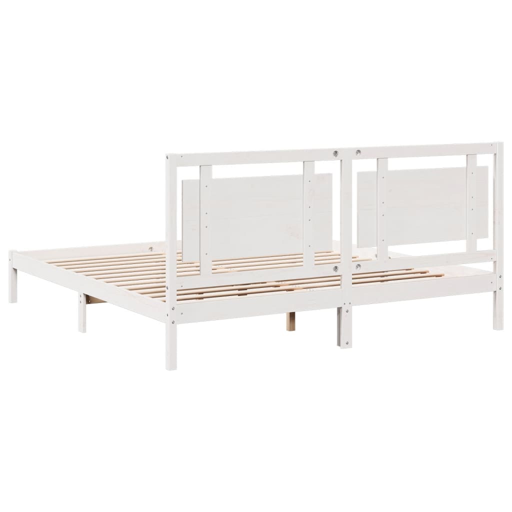 Dugi okvir kreveta bez madraca bijeli 200 x 210 cm masivno drvo