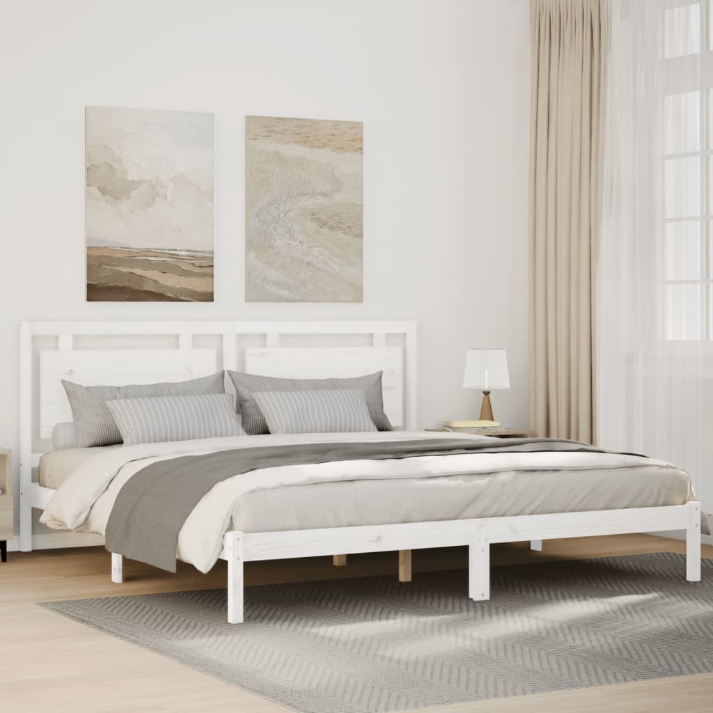 Dugi okvir kreveta bez madraca bijeli 200 x 210 cm masivno drvo