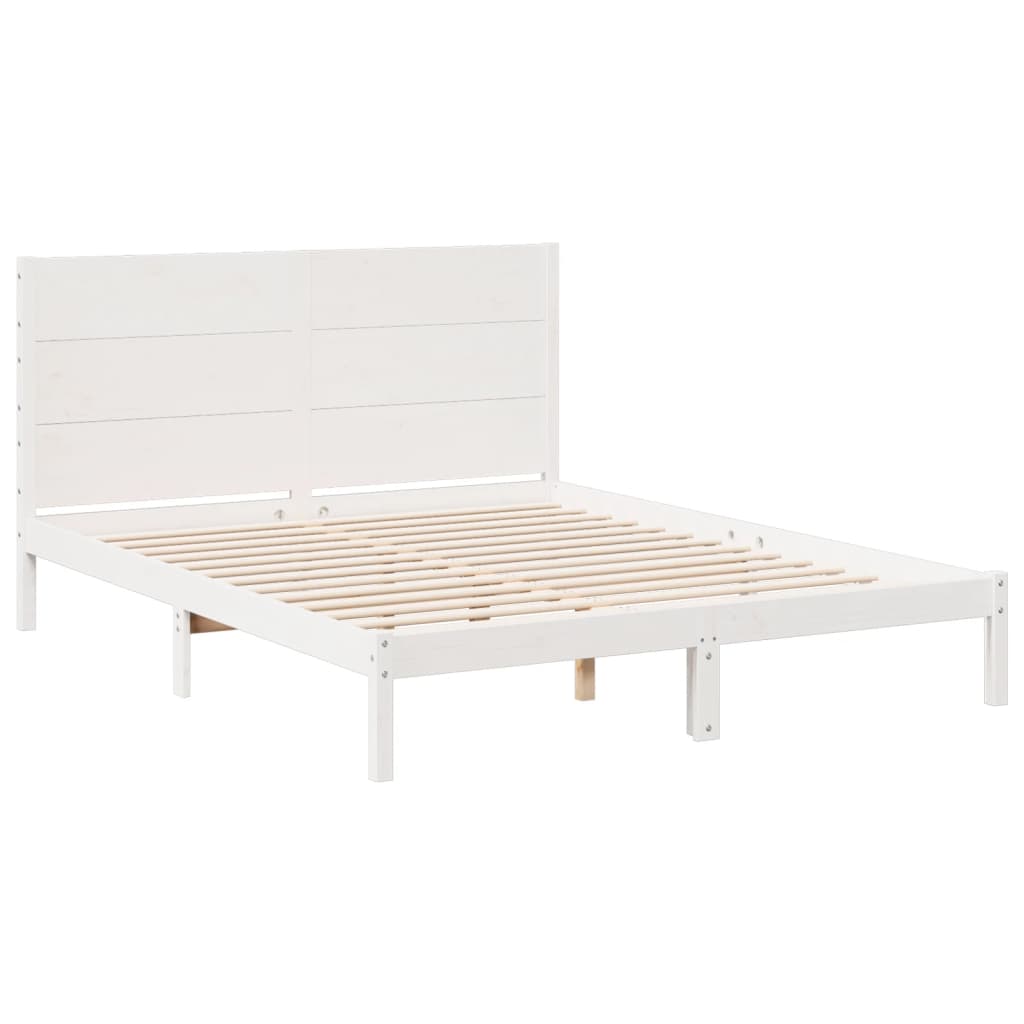 Dugi okvir kreveta bez madraca bijeli 140 x 210 cm masivno drvo