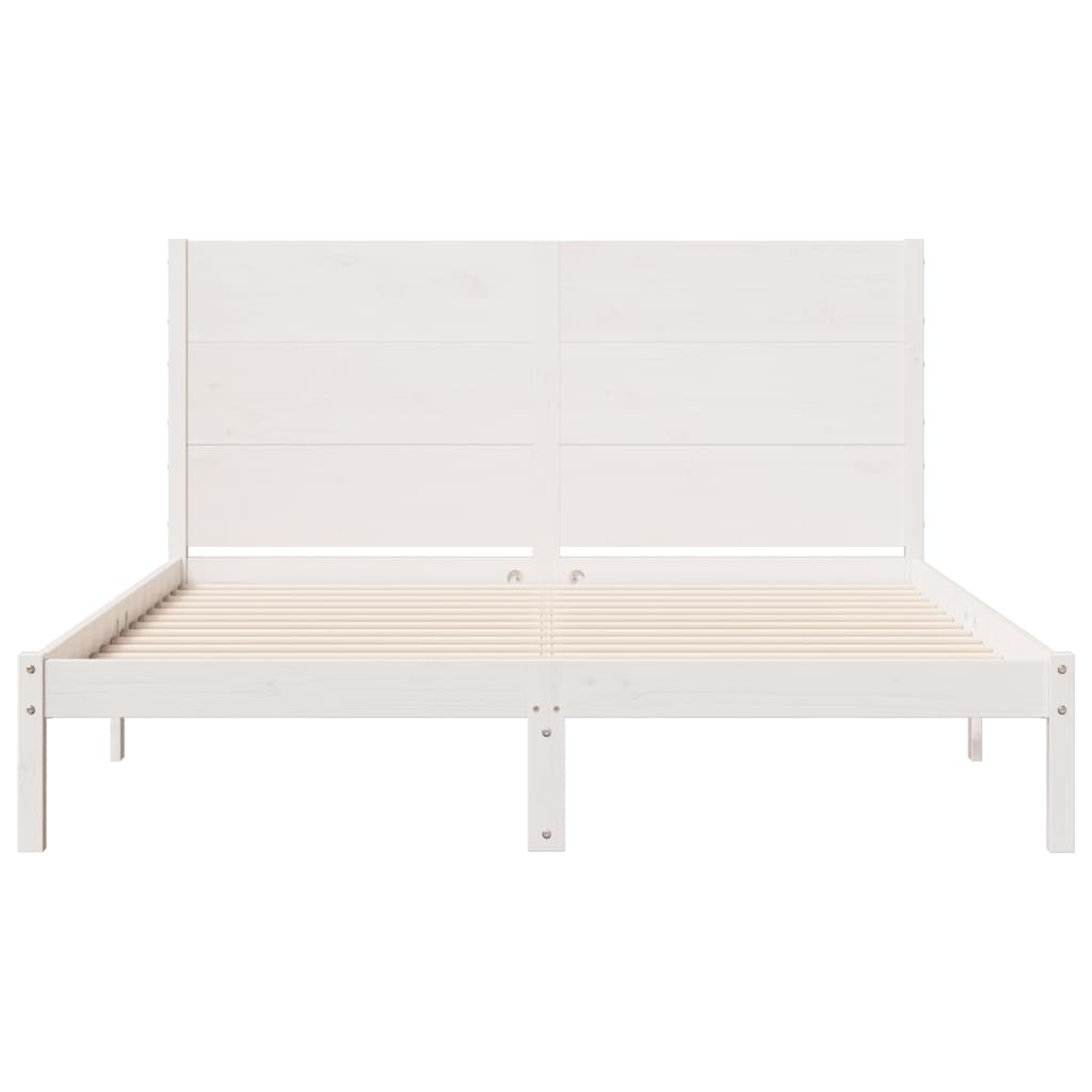Dugi okvir kreveta bez madraca bijeli 140 x 210 cm masivno drvo