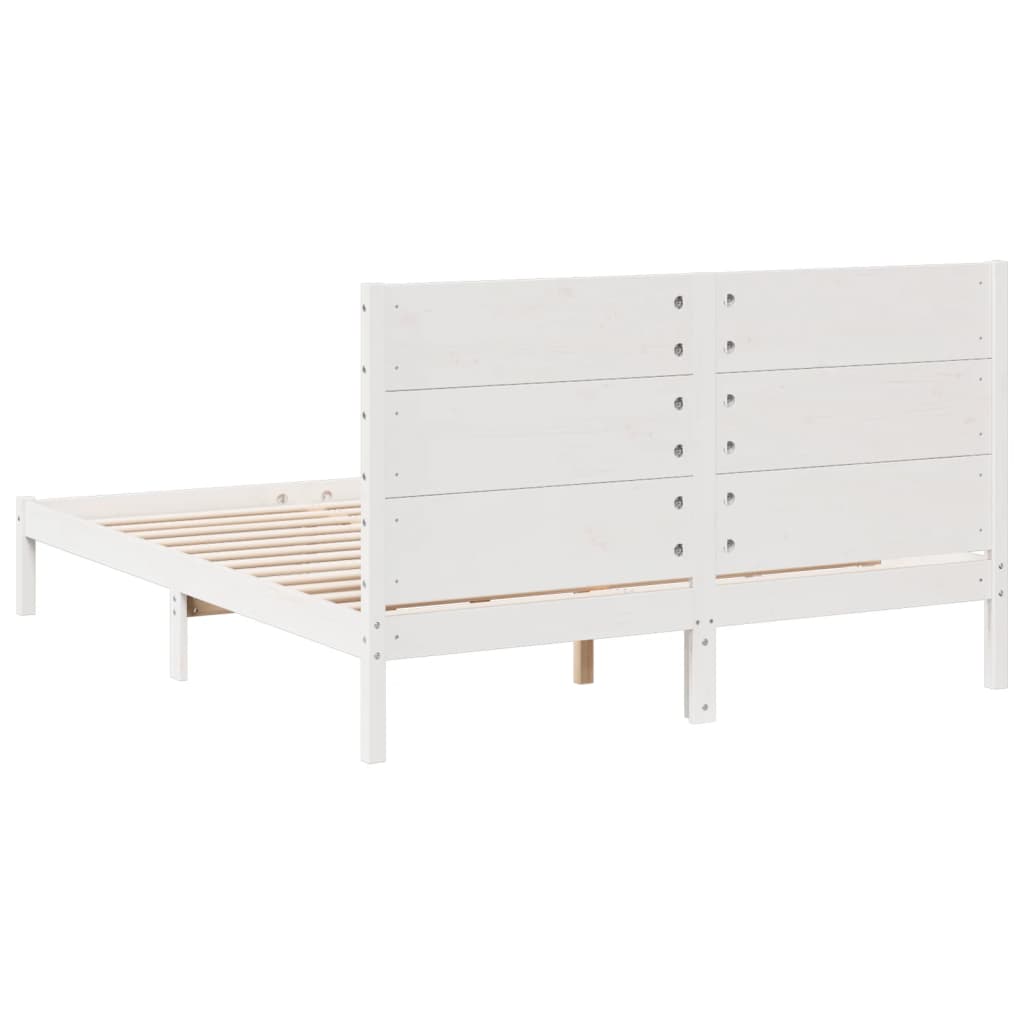 Dugi okvir kreveta bez madraca bijeli 140 x 210 cm masivno drvo